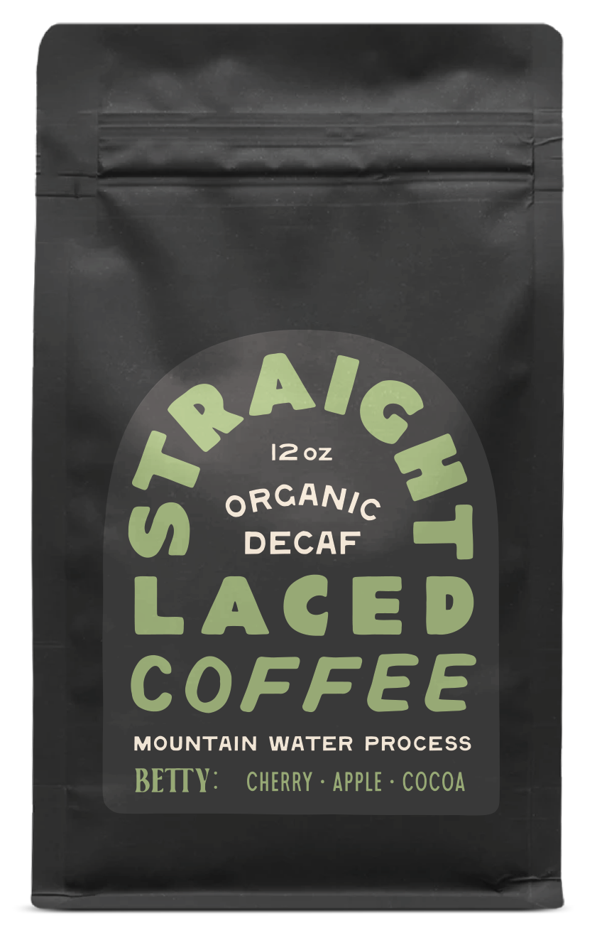 Organic decaf coffee front of bag - Betty